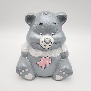 Care Bear Grams Bear Vintage Ceramic 5' Coin Piggy Bank Vintage Gray‎ RARE
